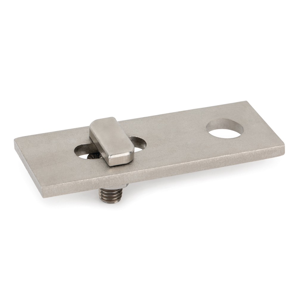 PMO-K [CP] Accesorios regulables para la instalación de placas solares. Placa para tornillo doble rosca con conector cruzado para fijación inferior. Inoxidable A2